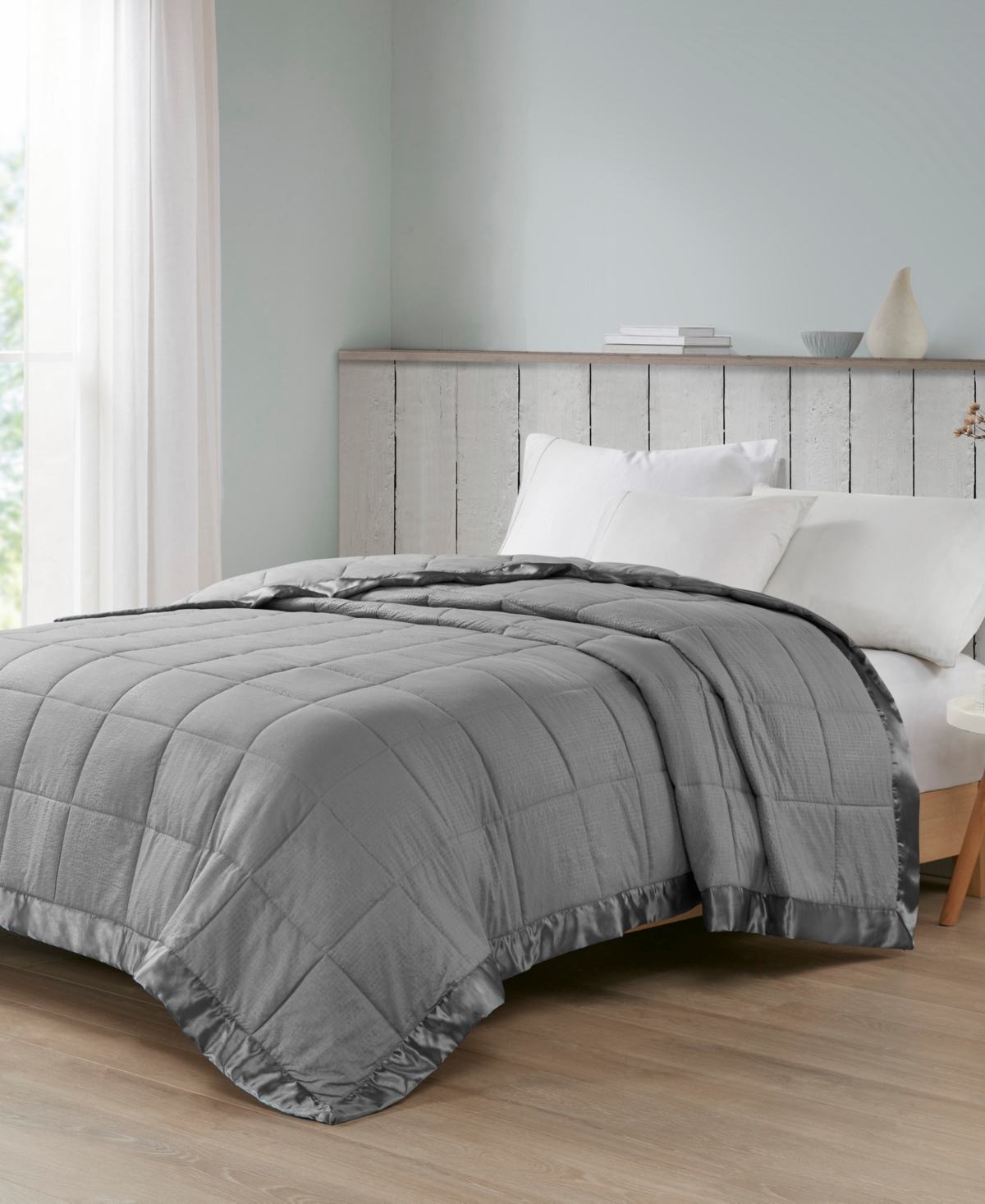 Madison Park Cambria Oversized Down Alternative Satin Trim Blanket