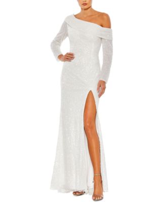 Mac Duggal - One-Shoulder Sequinned Sheath Gown