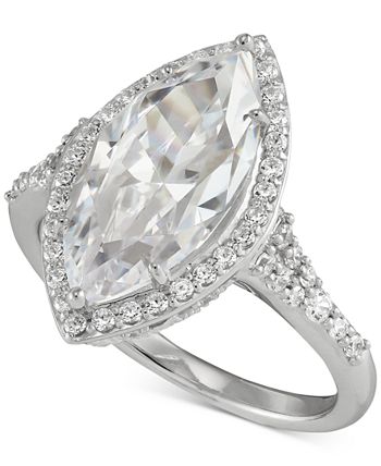 Macy's - Cubic Zirconia Marquise Halo Ring in Sterling Silver