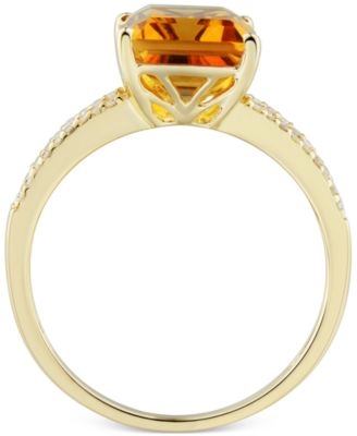 Citrine (3.0 ct. t.w.) & Diamond (1/10 ct. t.w.) Ring in 14k Gold