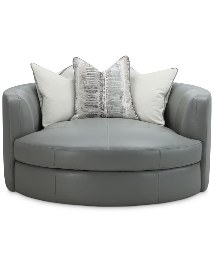 Furniture Kouri 61 Leather Swivel, Leather Cuddler Sofa