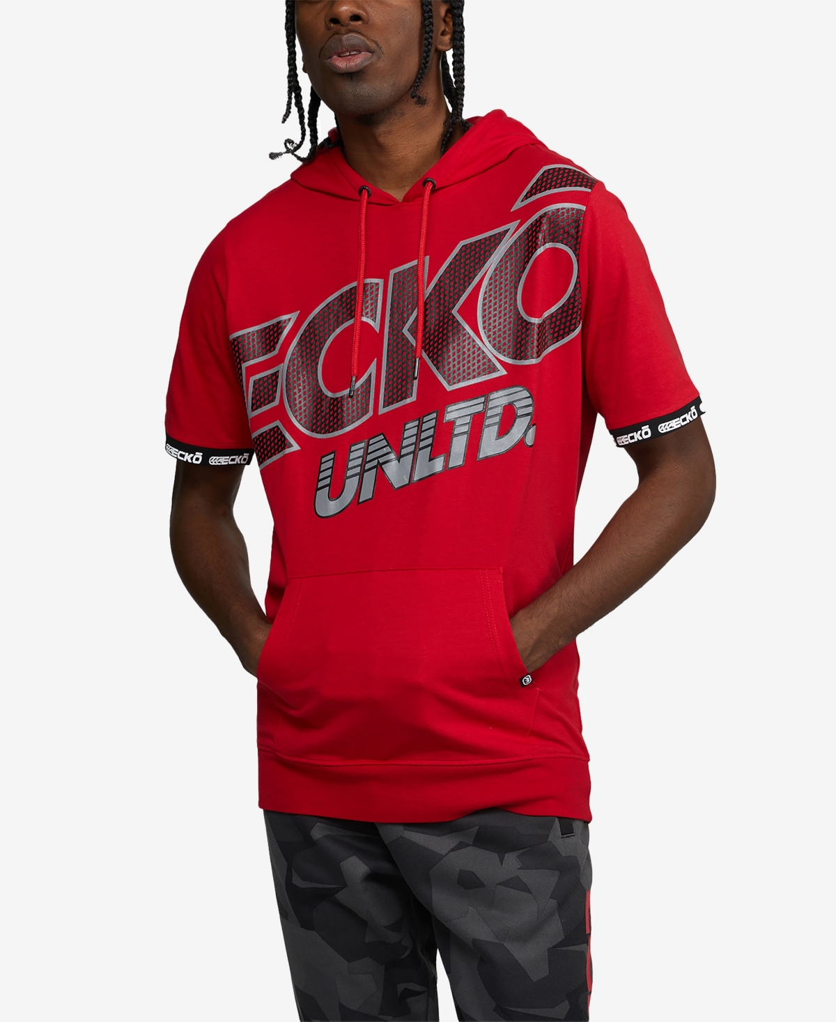Ecko Unltd Men s Big And Tall Short Sleeve Bam Bam Hoodie In Red ModeSens