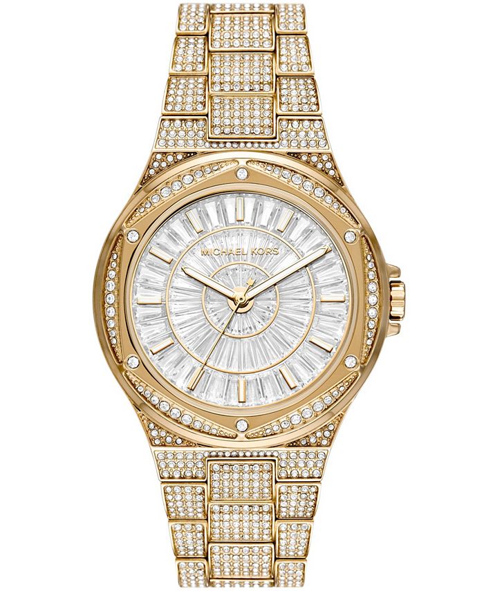 Michael Kors Women's Lennox Gold-Tone Stainless Steel Bracelet Watch ...