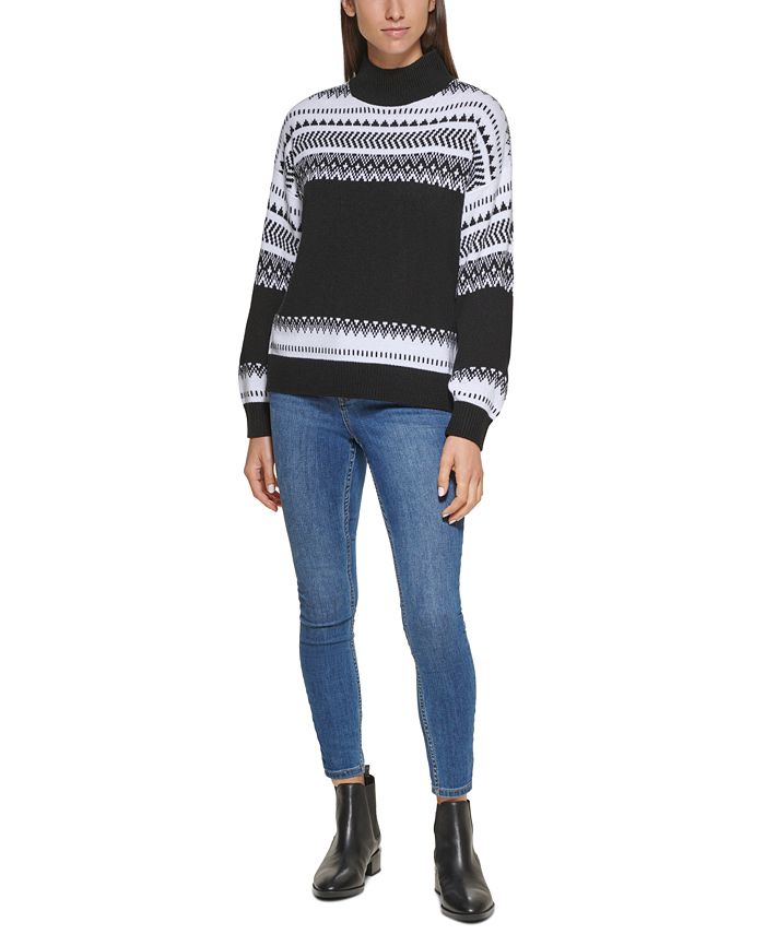 Calvin Klein Fair Isle Mock Neck Sweater - Macy's