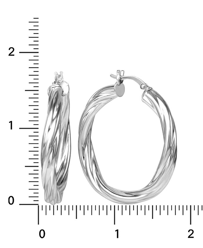 Macy's - Twisted Tube Medium Hoop Earrings in Sterling Silver, 35mm
