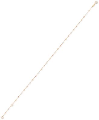 Lightweight Beaded Ankle Bracelet in 10k Tricolor Gold