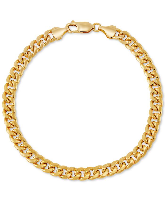 Italian Gold Miami Cuban Chain Bracelet in 10k Gold - Macy's