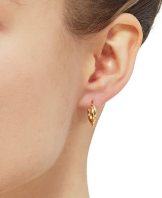 Double Twist Hoop Earrings in 10k Gold (10mm)