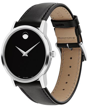 Movado - Women's Swiss Museum Classic Black Leather Strap Watch 33mm