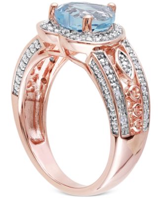 Blue Topaz (2 ct. t.w.) & Diamond (1/10 ct. t.w.) Heart Ring in 18k Rose Gold-Plated Sterling Silver