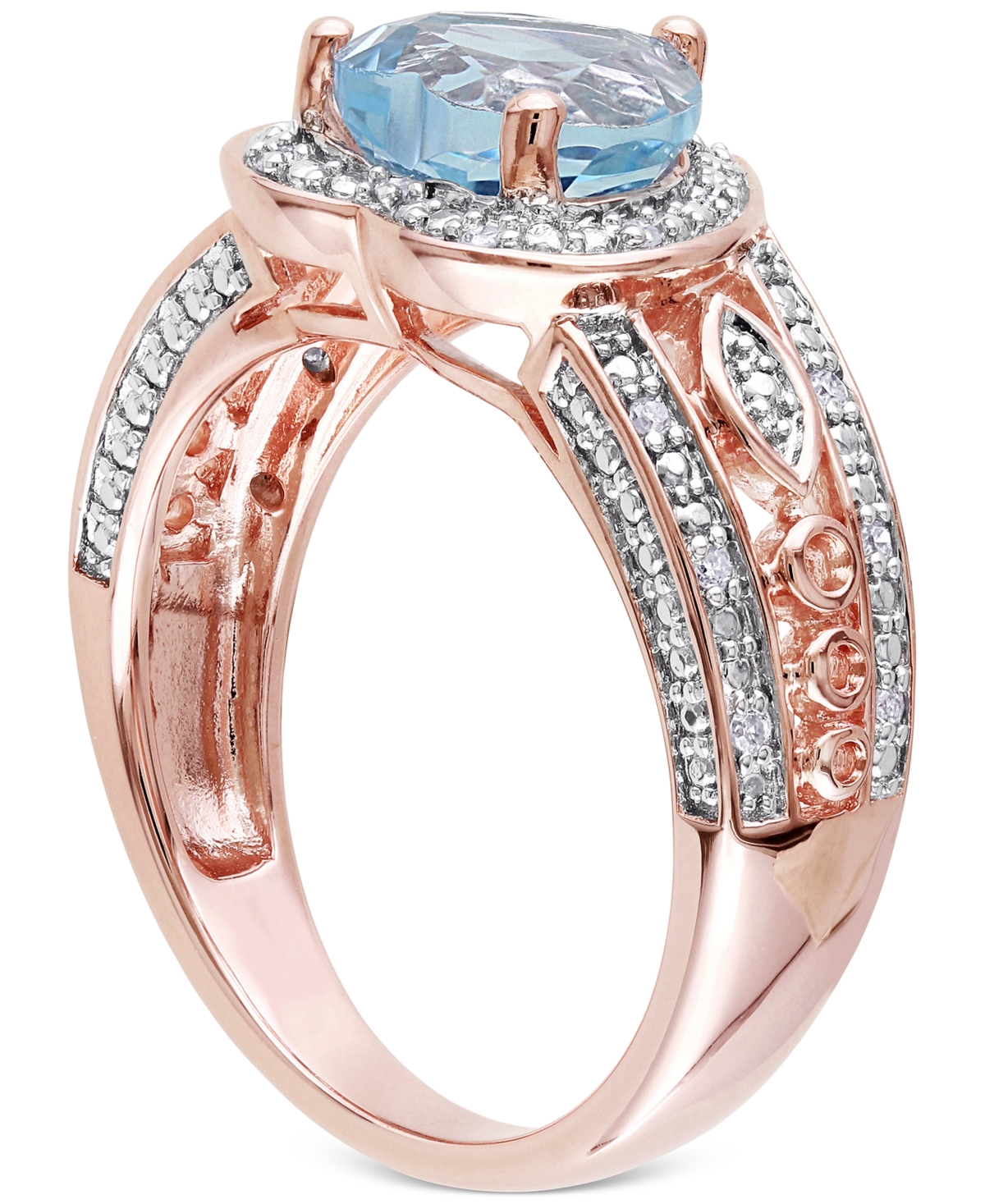 (2 ct. t.w.) & Diamond (1/10 ct. t.w.) Heart Ring in 18k Rose Gold-Plated Sterling Silver - Blue Topaz
