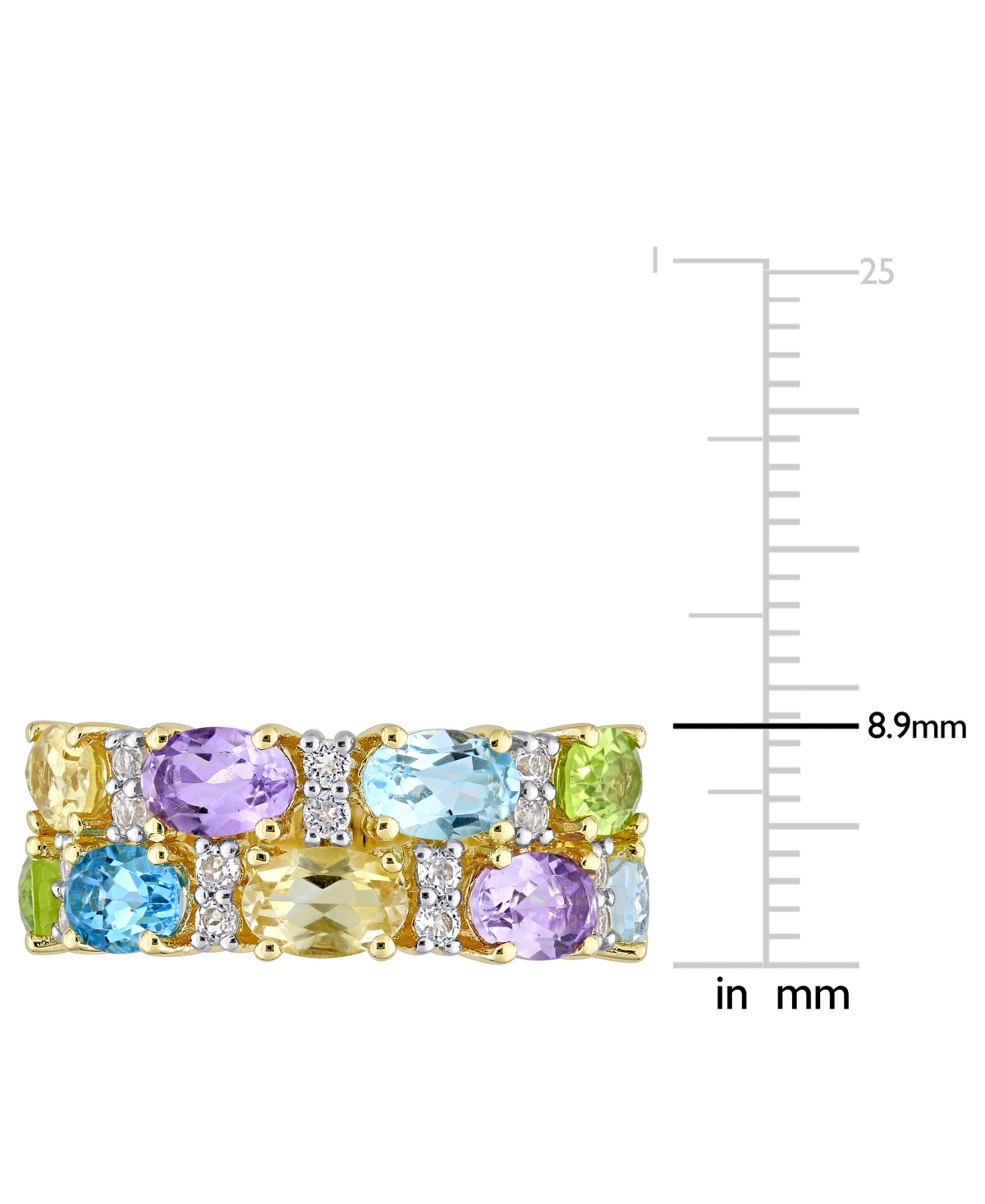 Gemstone Double Row Statement Ring (5-1/4 ct. t.w.) in 18k Gold-Plated Sterling Silver - Multi