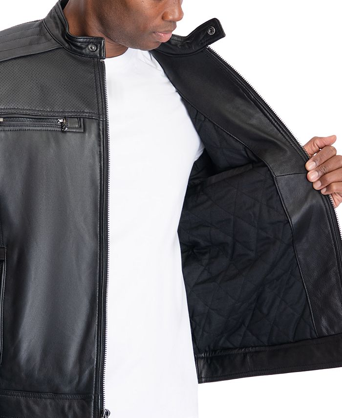 Michael Kors Michael Kors Men's Perforated Leather Moto Jacket, Created