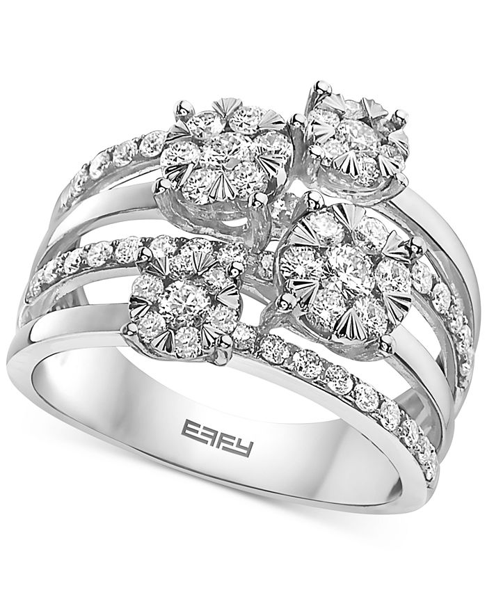 EFFY Collection - Diamond Multirow Cluster Ring (1-1/5 ct. t.w.) in 14k White Gold