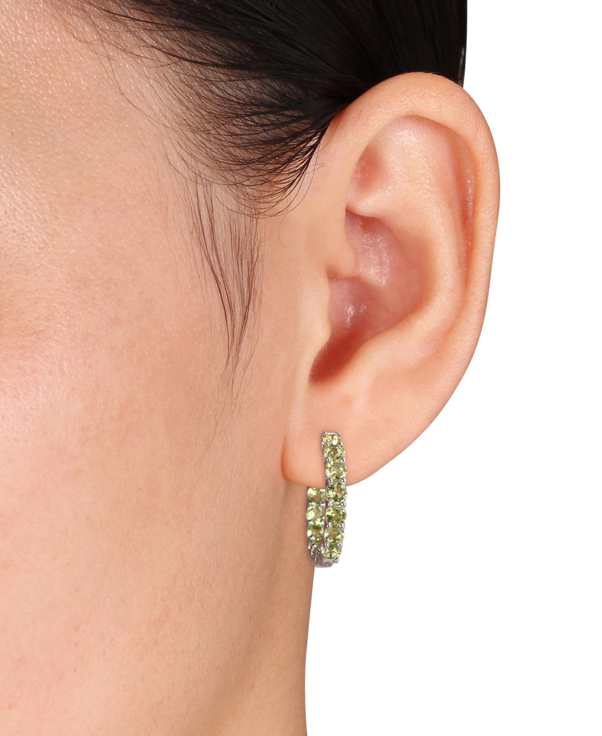 (3-3/4 ct. t.w.) & White Topaz (1/4 ct. t.w.) Small Hoop Earrings in 18k Rose Gold-Plated Sterling Silver, (Also available in Amethyst &