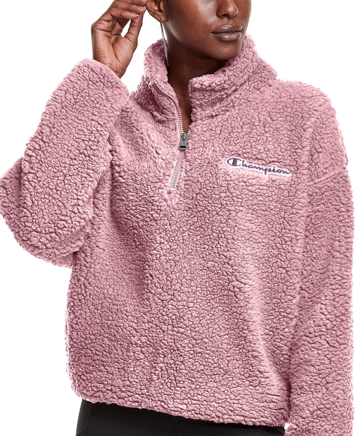 Champion Women's Quarterzip Fleece Sweatshirt In Venture Pink ModeSens