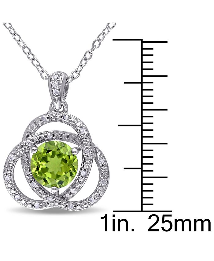 Macy's - Peridot (1-1/2 ct. t.w.) & Diamond (1/10 ct. t.w.) Ven 18" Pendant Necklace in Sterling Silver