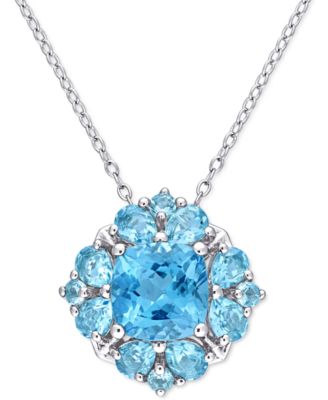Macy's - Blue Topaz Cluster 18" Pendant Necklace (4-1/6 ct. t.w.) in Sterling Silver