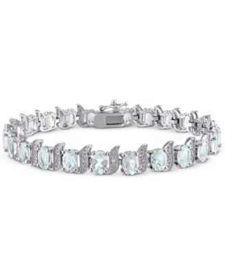 Macy's - Amethyst (9-5/8 ct. t.w.) & Diamond Accent S Link Bracelet in Sterling Silver. (Also in Peridot, Green Quartz, & Aquamarine)