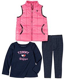 Baby Girls 3-Pc. Quilted Vest, T-Shirt & Leggings Set