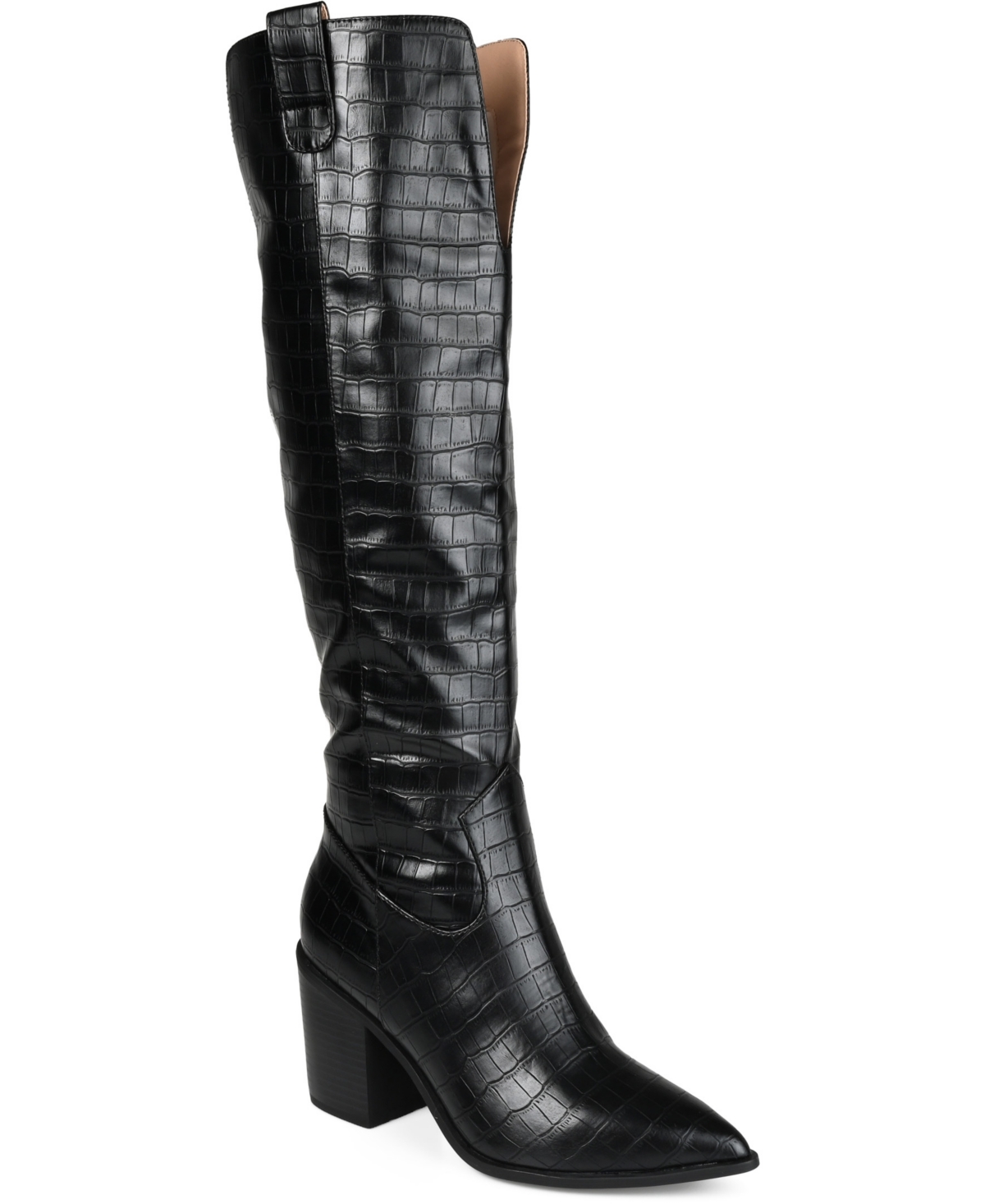 Journee Collection Women's Therese Wide Calf Block Heel Knee High Dress Boots
