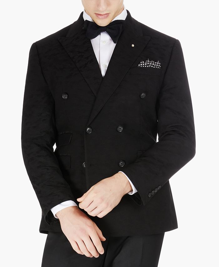 Tayion Collection Men's Classic-Fit Black Double-Breasted Blazer - Macy's