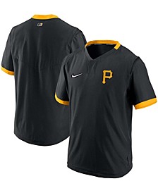 Men's Black, Gold Pittsburgh Pirates Authentic Collection Short Sleeve Hot Pullover Jacket