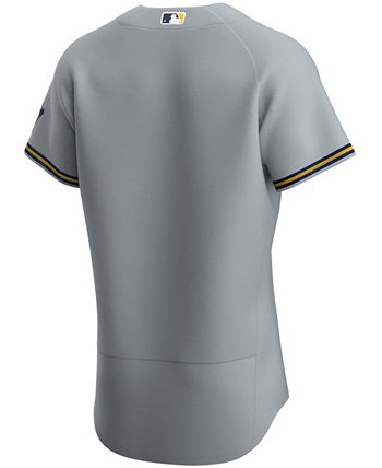 Grey Nike MLB Milwaukee Brewers Road Jersey