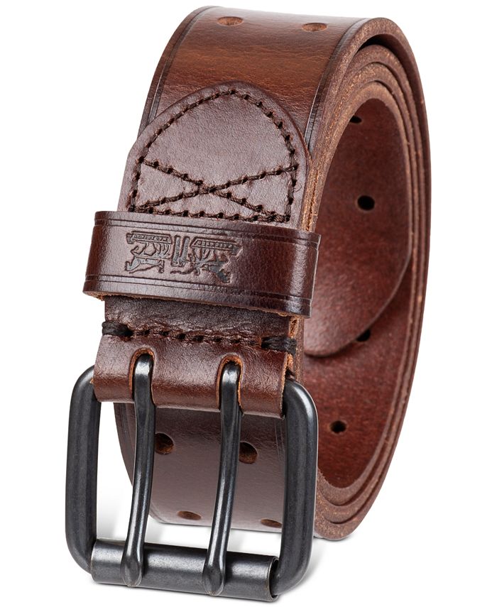 Levi's Men's Leather Perforated Double Prong Workwear Belt - Macy's