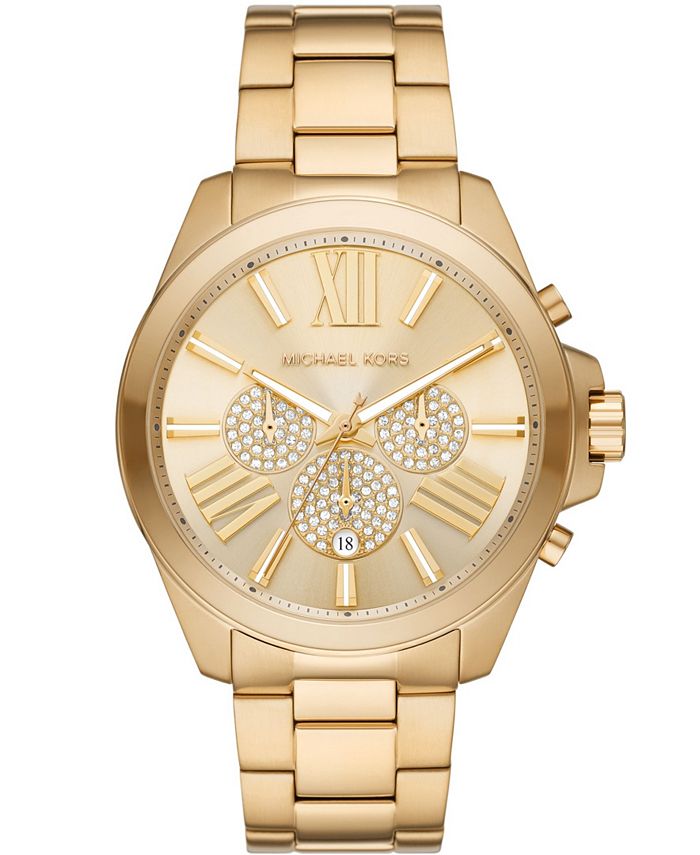 Michael Kors Men's Wren Gold-Tone Stainless Steel Bracelet Watch, 44mm &  Reviews - All Watches - Jewelry & Watches - Macy's