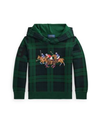 men's bear tartan fleece hoodie