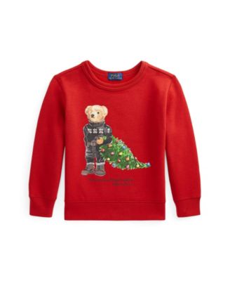 폴로 랄프로렌 Polo Ralph Lauren Little Boys Holiday Bear Fleece Sweatshirt,Madison Red