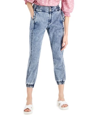 High Rise Capri Denim Jogger Pants 