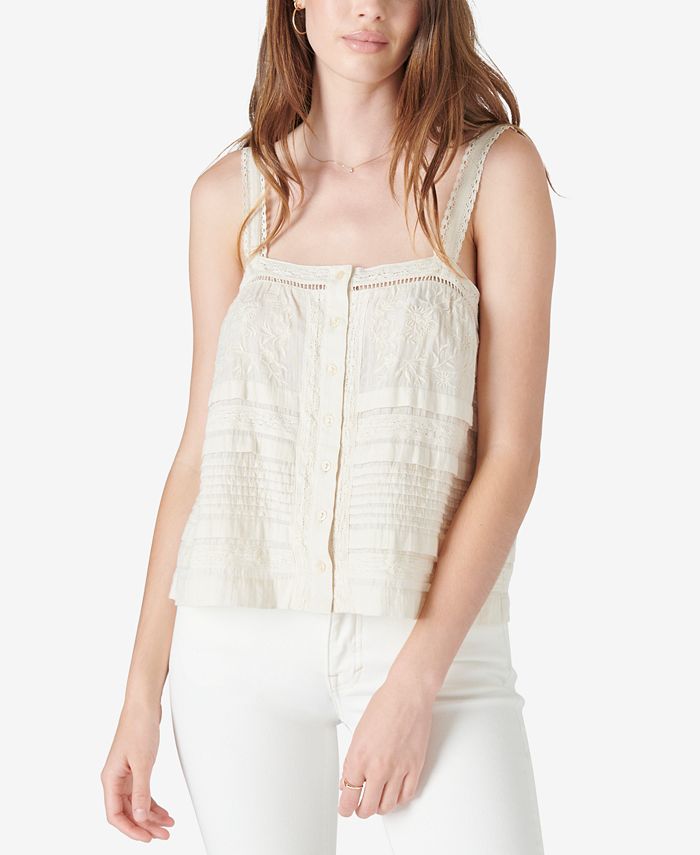 Lucky Brand Woven Embroidered Lace Tank Top Macy's