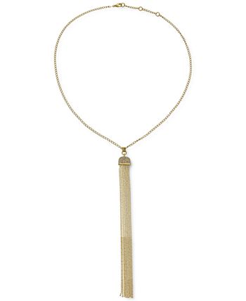 Macy's - Diamond Tassel Pendant Necklace (1/2 ct. t.w.) in 14k Gold-Plated Sterling Silver