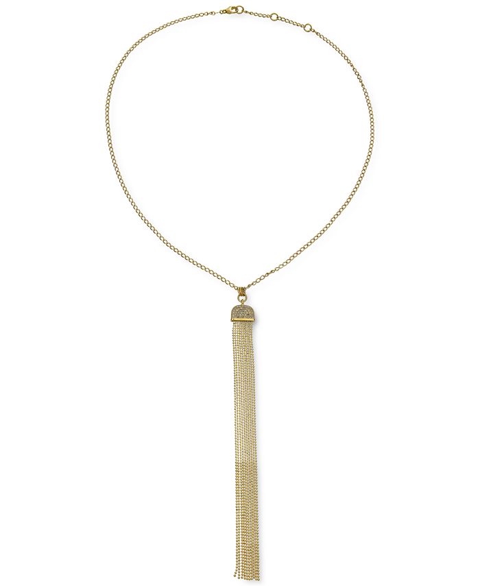 Macy's Diamond Tassel Necklace (1/2 ct. t.w.) in 14k Gold over Sterling ...