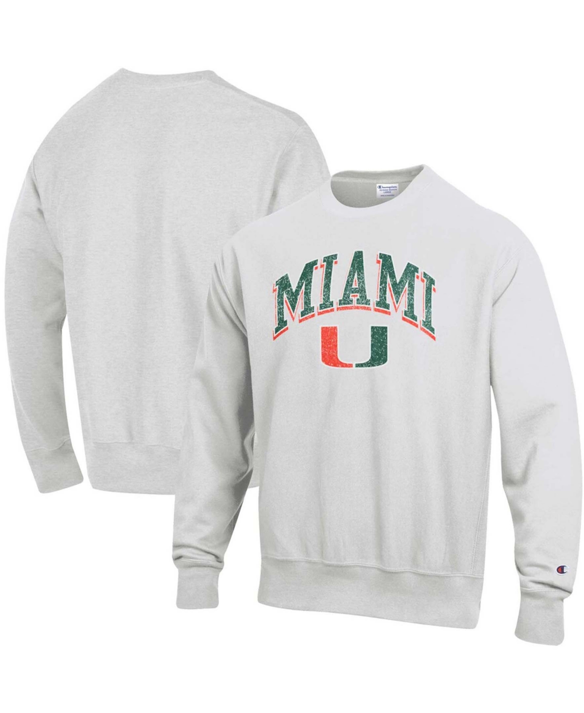 Men's Gray Miami Hurricanes Arch Over Logo Reverse Weave Pullover Sweatshirt