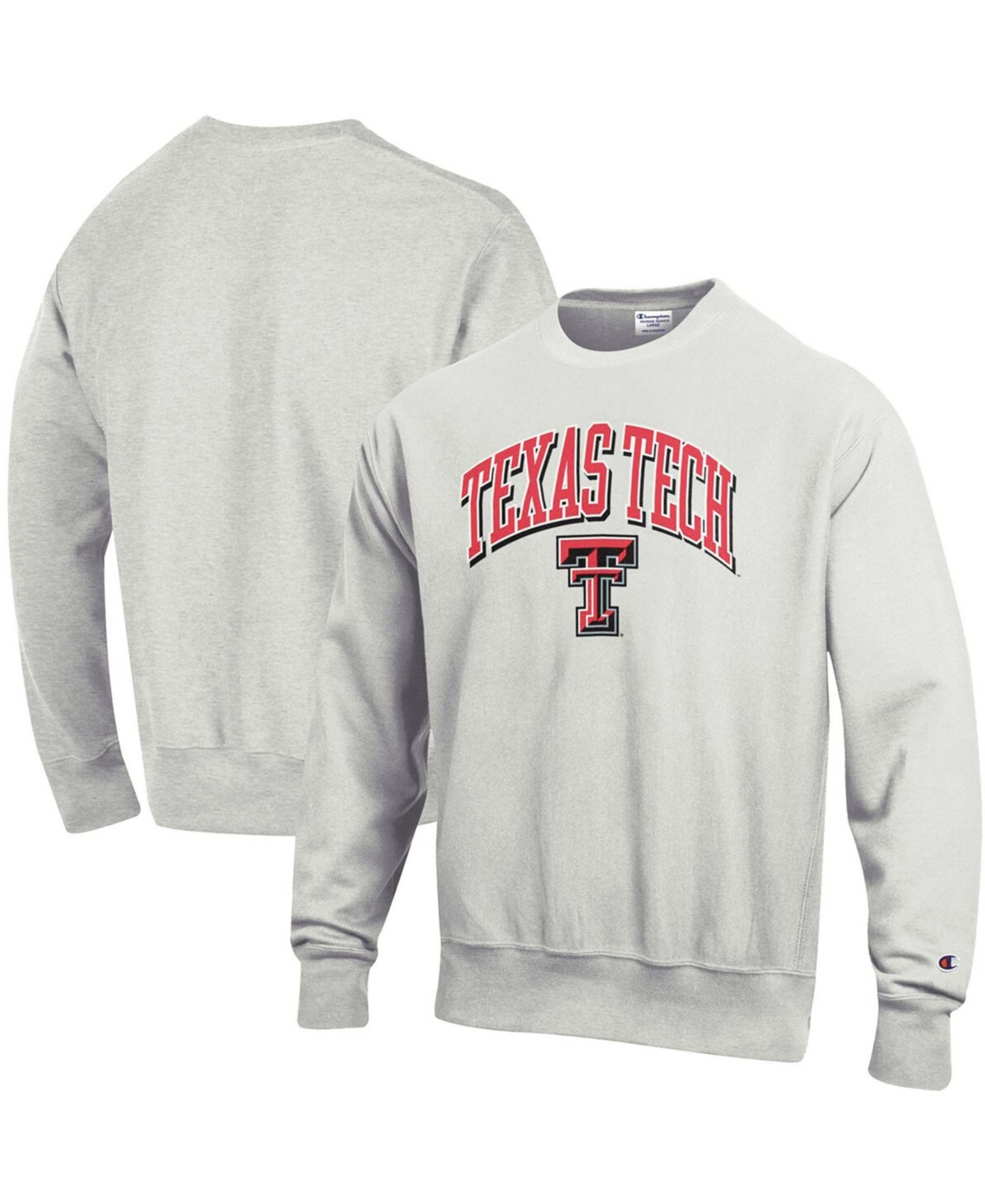 Champion Men's Gray Texas Tech Red Raiders Arch Over Logo Reverse Weave Pullover Sweatshirt