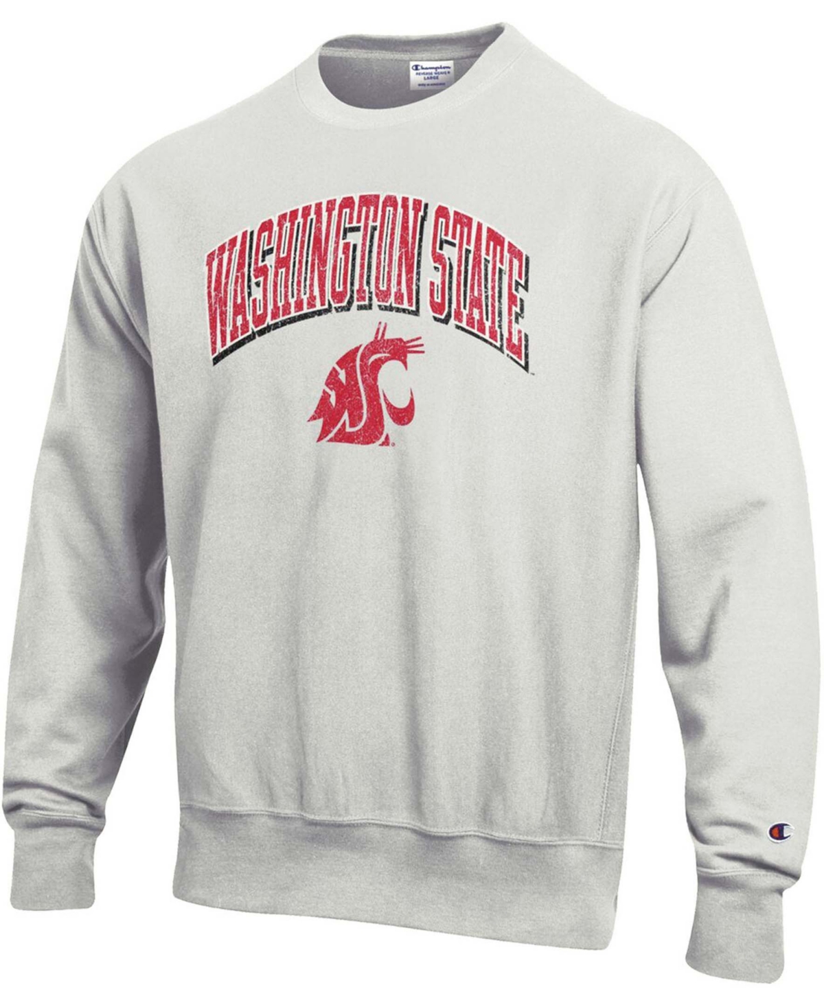 Shop Champion Men's Heathered Gray Washington State Cougars Arch Over Logo Reverse Weave Pullover Sweatshirt
