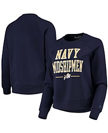 Women's Navy Navy Midshipmen All Day Fleece Raglan Pullover Sweatshirt