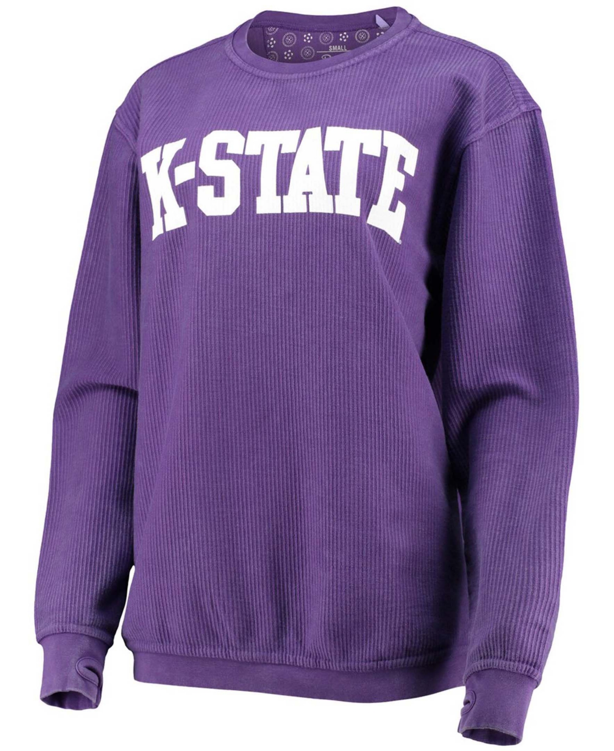 Women'sKansas State Wildcats Comfy Cord Vintage-Like Wash Basic Arch Pullover Sweatshirt - Purple