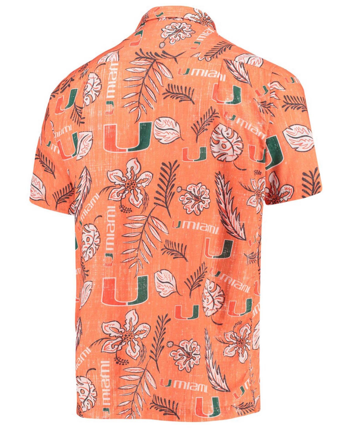 Men'sMiami Hurricanes Vintage-Like Floral Button-Up Shirt - Orange