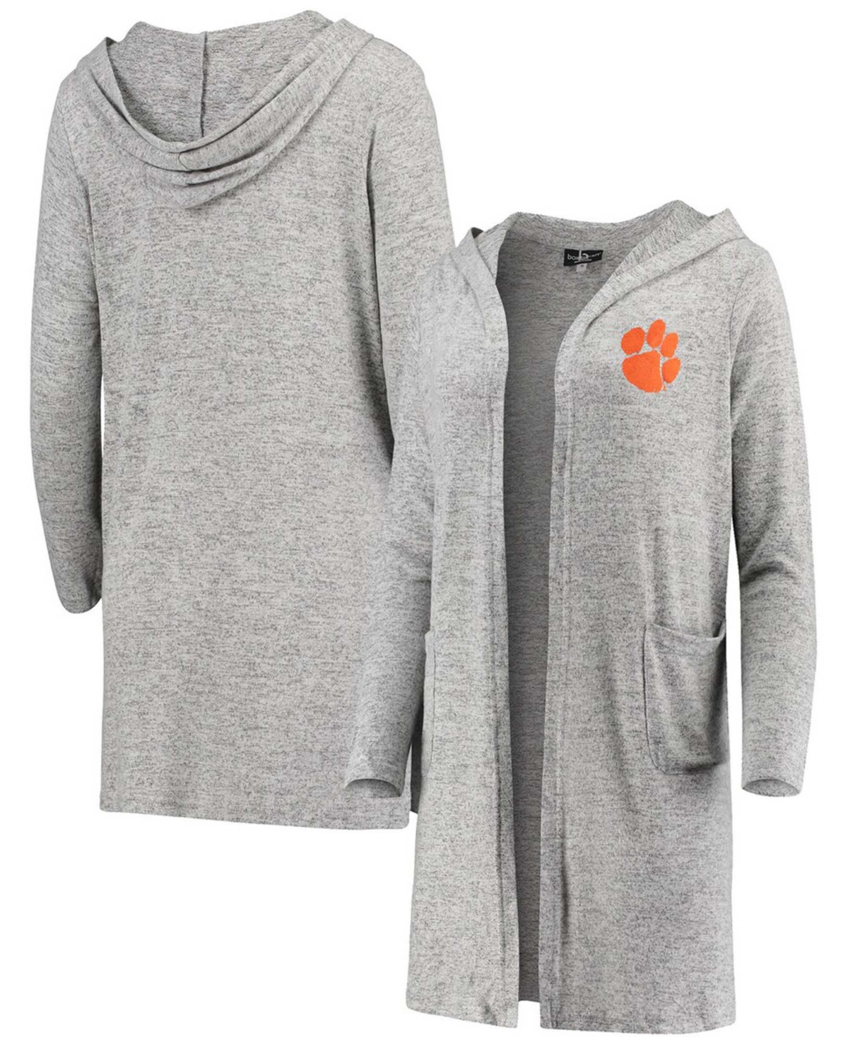 Women's Heathered Gray Clemson Tigers Cuddle Soft Duster Cardigan - Heathered Gray