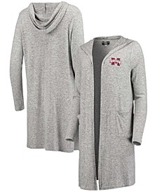 Women's Heathered Gray Mississippi State Bulldogs Cuddle Soft Duster Open Cardigan