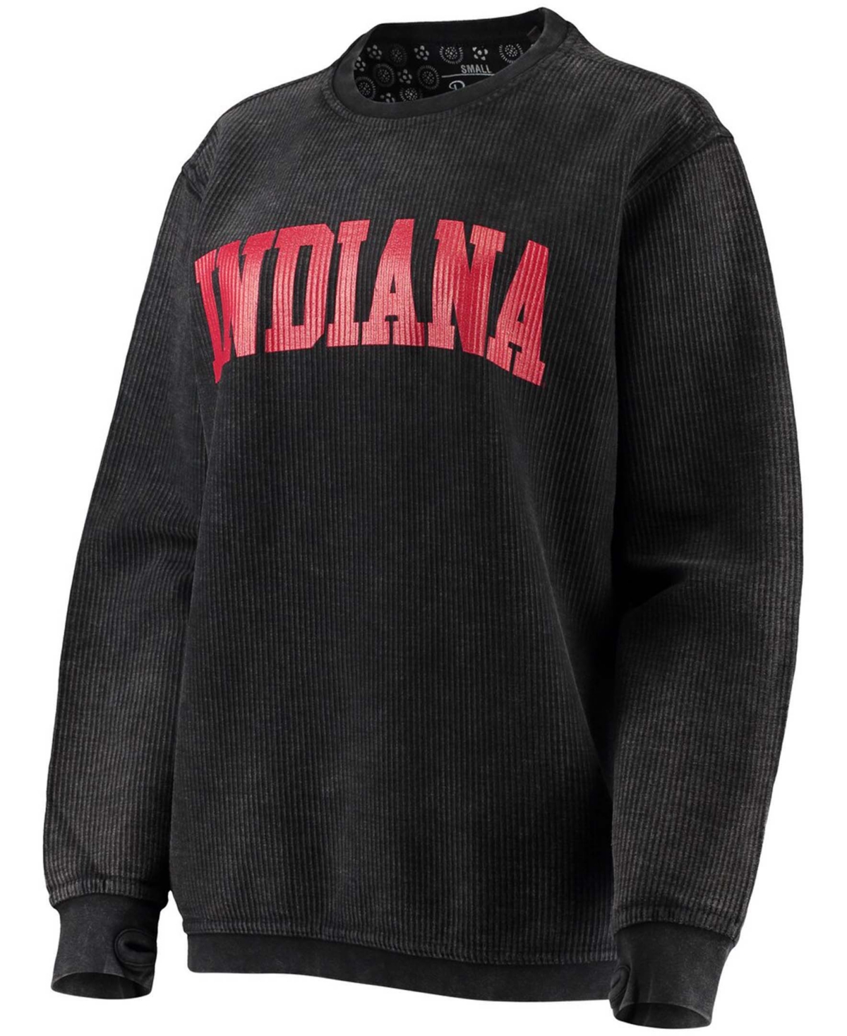 Women'sIndiana Hoosiers Comfy Cord Vintage-Like Wash Basic Arch Pullover Sweatshirt - Black