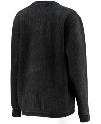 Women's Black Boston University Comfy Cord Vintage-Like Wash Basic Arch Pullover Sweatshirt