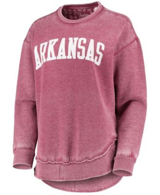 Women's Cardinal Arkansas Razorbacks Vintage-Like Wash Pullover Sweatshirt