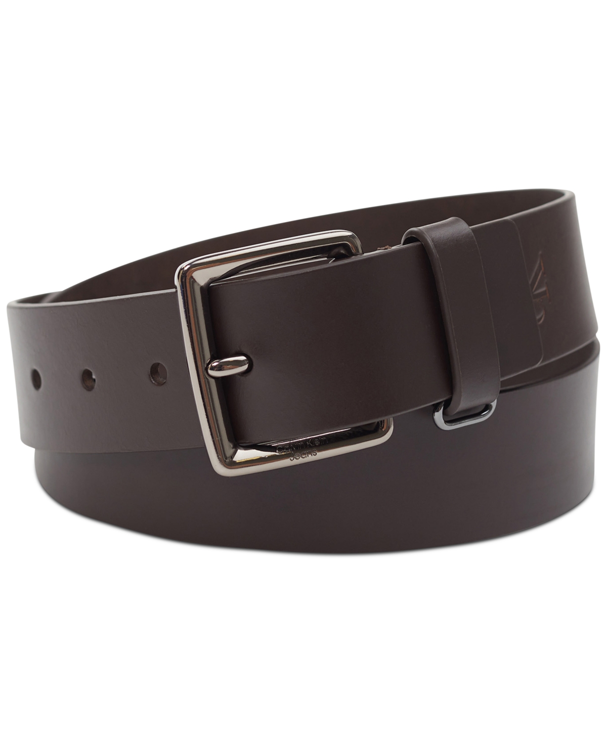 Jeans Men's Leather Belt with Keeper Ring - Dark Brown