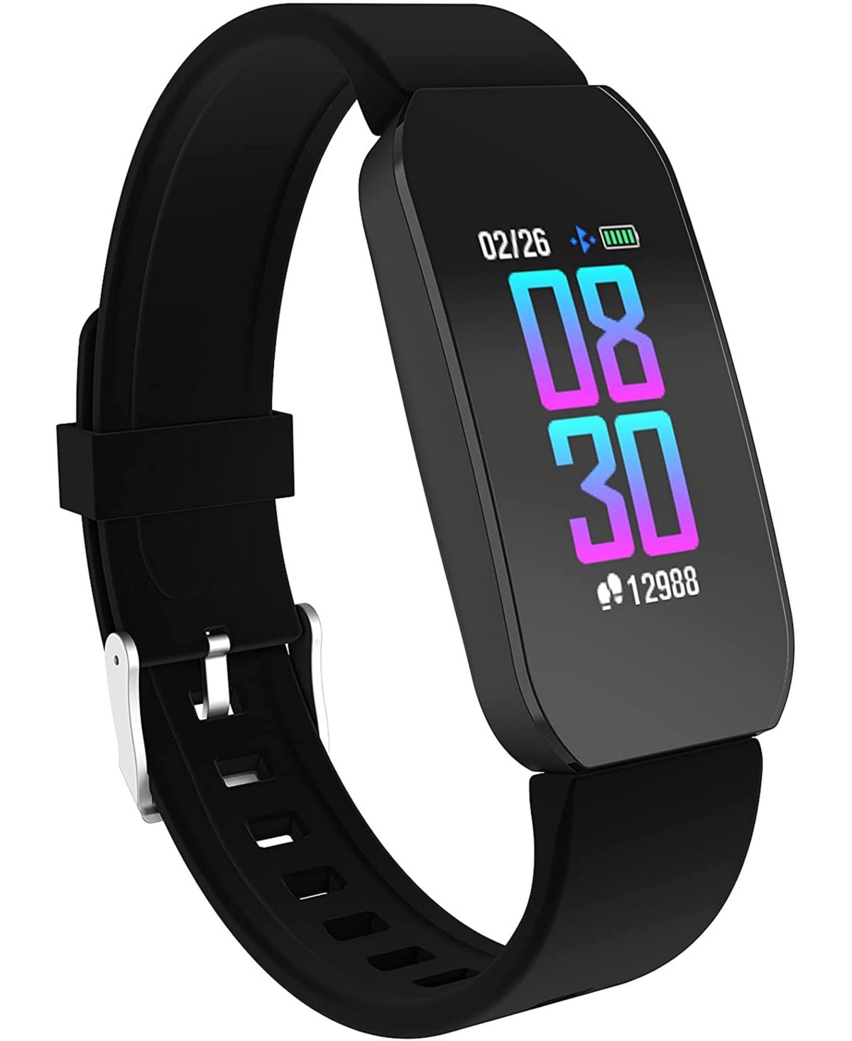 Unisex Black Silicone Strap Active Smartwatch 44mm - Black