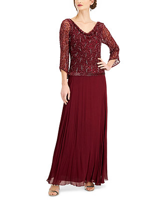 J Kara Embellished Cowlneck Gown - Macy's